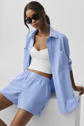 Pinstripe Daylight Button Down Long Sleeve - Light Provence Blue/White