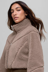 Sherpa Cropped Slope Side Jacket - Chai Latte