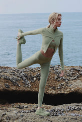 Seamless High-Waist Two Tone Rib Legging - Dune Grass Heather
