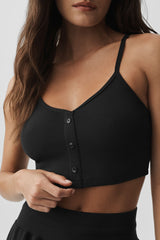 Ribbed Delicate Lounge Tank - Black